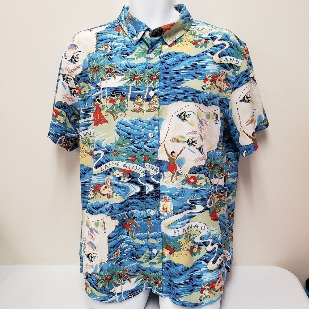 Cotton & Co Mens Hawaiian Land of Aloha Shirt Size XL